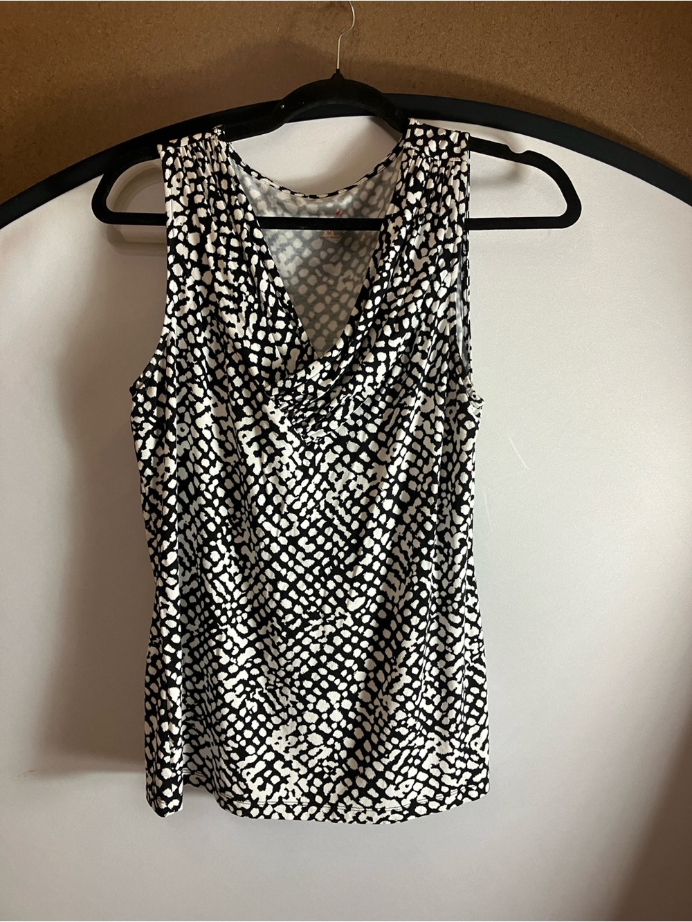212 Collection Black & White Draped Cowl Neck Camisole - Picture 8 of 8